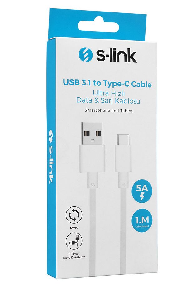 SW-C797 5A Usb 3.1 to Type-C 1m Samsung & Xiaomi Uyumlu Beyaz Süper Hızlı Data+Şarj Kablosu - 4