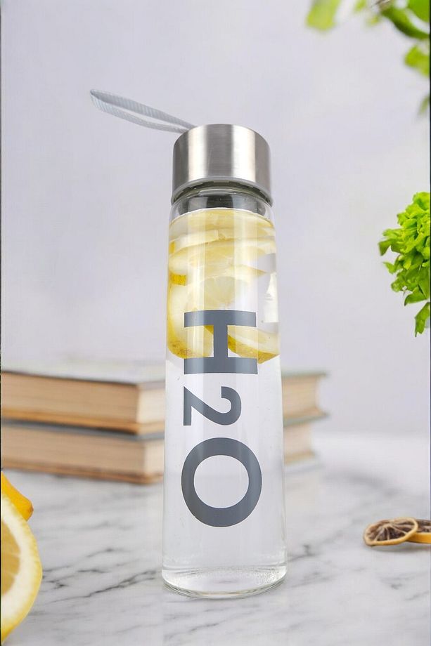 H2o Metal Kapaklı Cam Matara 400 ml Gri - H2o81454 C1-1-18 - 4