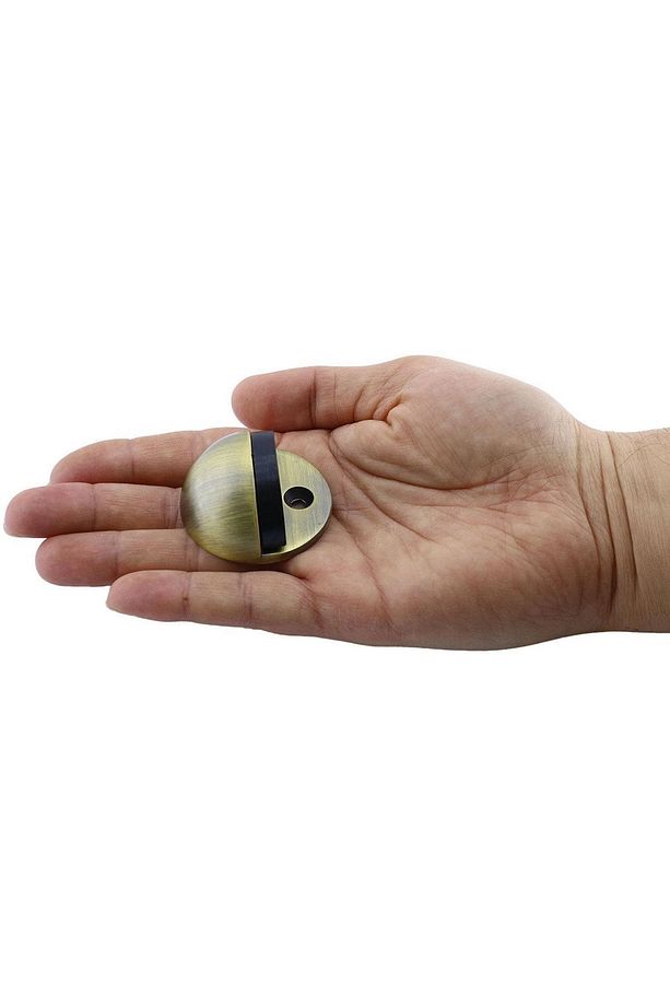 Yarımay Vidalı Kapı Kolu Stoperi Tamponu Metal Kapı Stopu Durdurucu Tutucu Tutacağı Mat Antik - 4