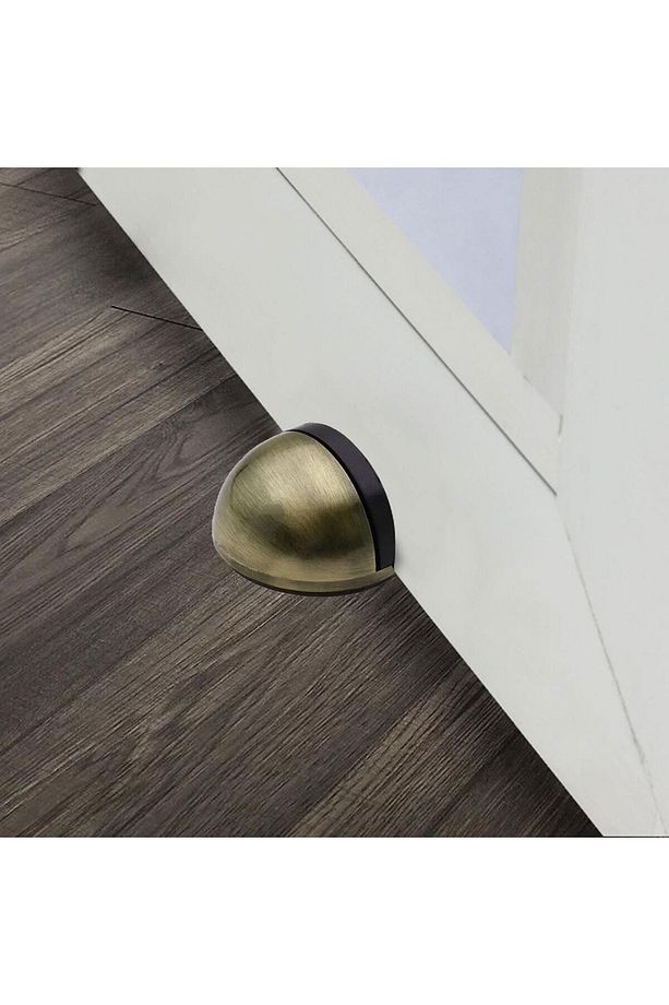 Yarımay Yapışkanlı Kapı Kolu Stoperi Tamponu Stop Metal Durdurucu Tutucu Tutacağı Antik Sarı 5 Adet - 7