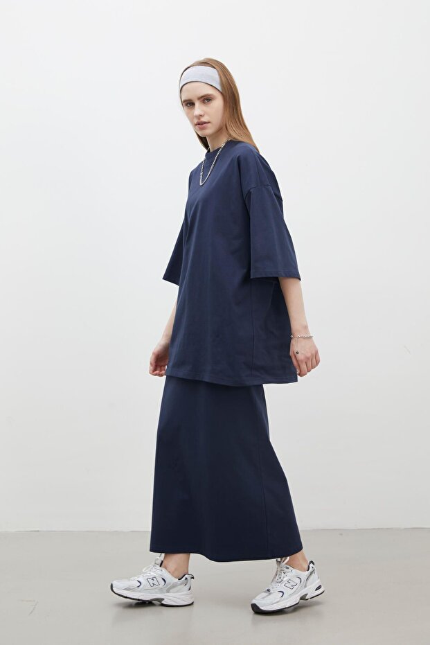 BAVLNĚNÁ SUKNĚ NÁMOŘNICKÁ MODRÁ - 5