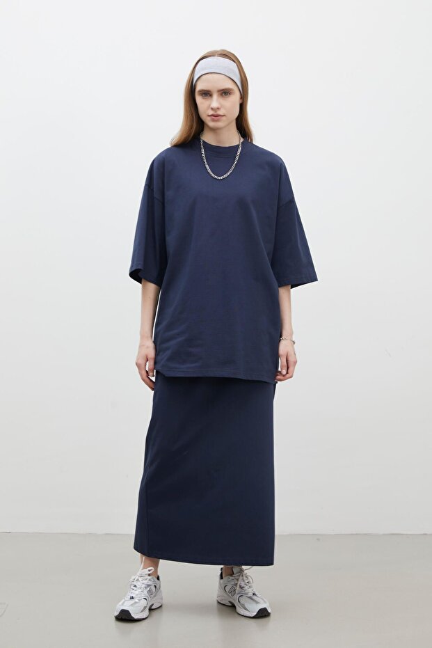 BAVLNĚNÁ SUKNĚ NÁMOŘNICKÁ MODRÁ - 6