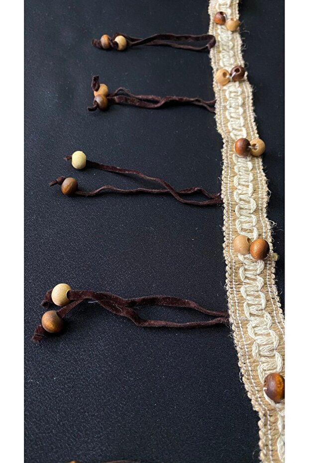 Şerit Hasır Krem Boncuklu 3mt. - 3