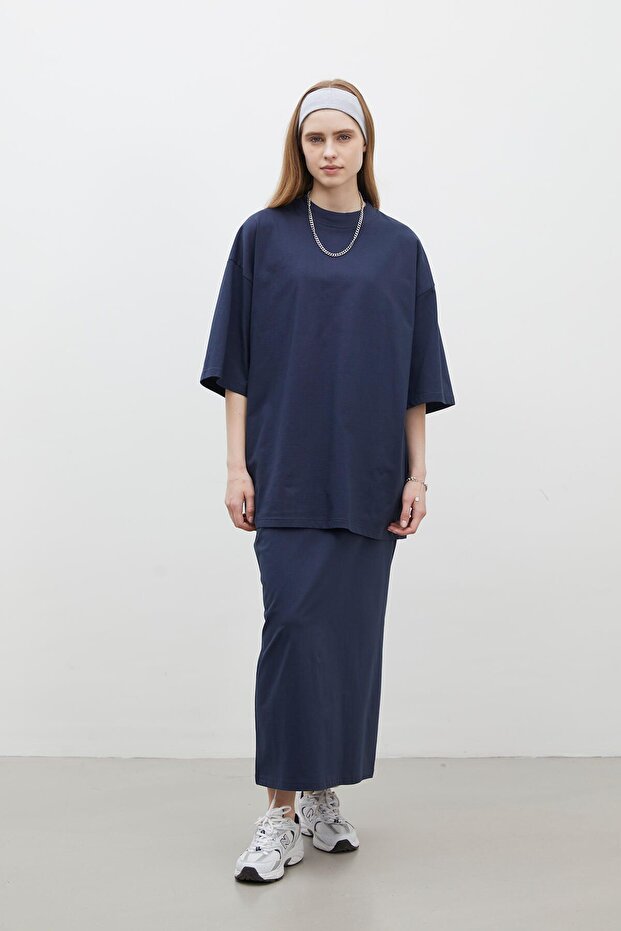 BAVLNĚNÁ SUKNĚ NÁMOŘNICKÁ MODRÁ - 3