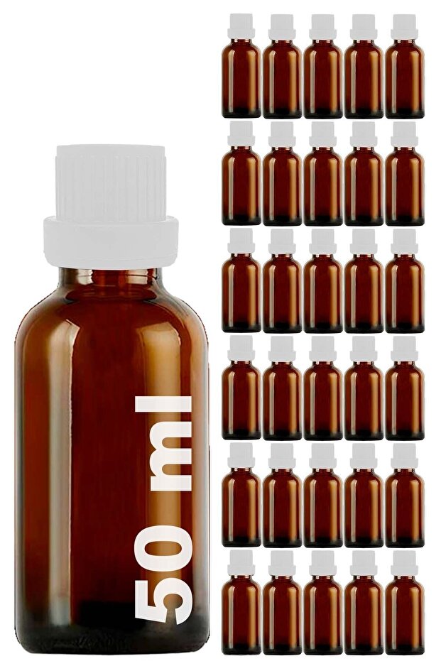 50 ml Amber Ziplock White Glass Bottle - Leak Proof, Brown, 30 Pieces