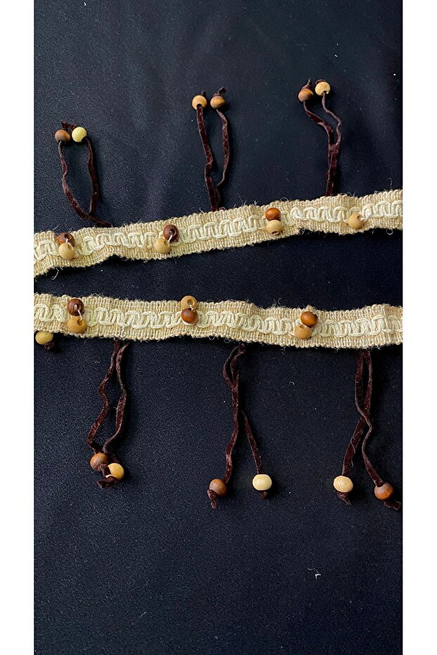 Şerit Hasır Krem Boncuklu 3mt. - 1