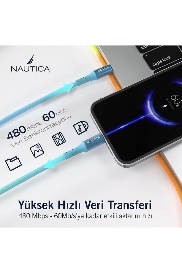 C58 PD USB-C to Lightning 20W Led Işıklı Şarj ve Data Kablosu 1.2M Çok Renkli - 3