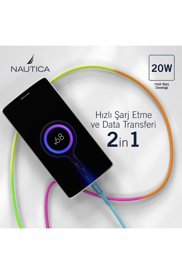 C58 PD USB-C to Lightning 20W Led Işıklı Şarj ve Data Kablosu 1.2M Çok Renkli - 2