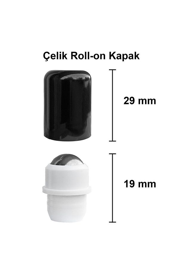 10 ml Amber Çelik Roll On Şişesi 10 Cc Sızdırmaz Siyah Kapaklı Kahverengi Cam Şişe 2 Adet - 3