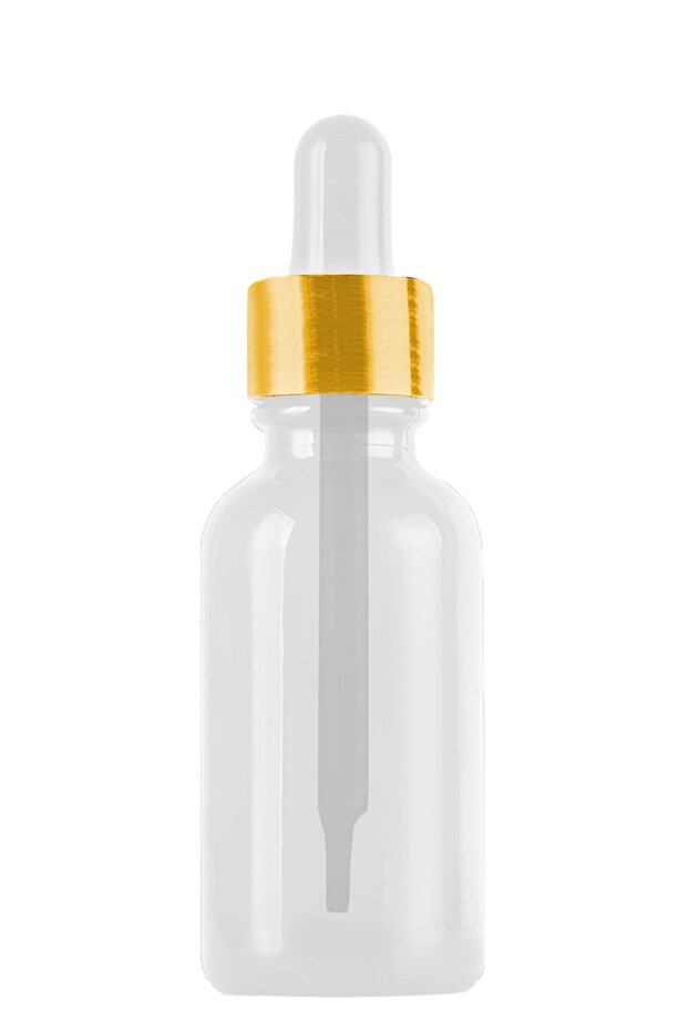 20 ml Transparent Serum Drop Bottle - 20 Cc Leakproof Gold Metal Lid Dropper 1 Piece