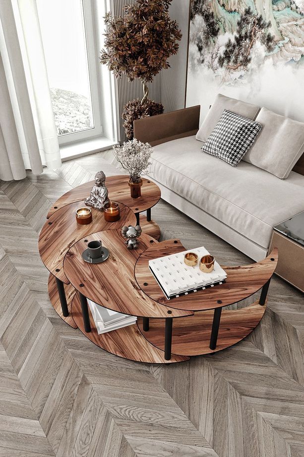 Yin Yang Unıty Serenıty Orta Sehpa 4 Lü Madran Ceviz-90 Cm - 4