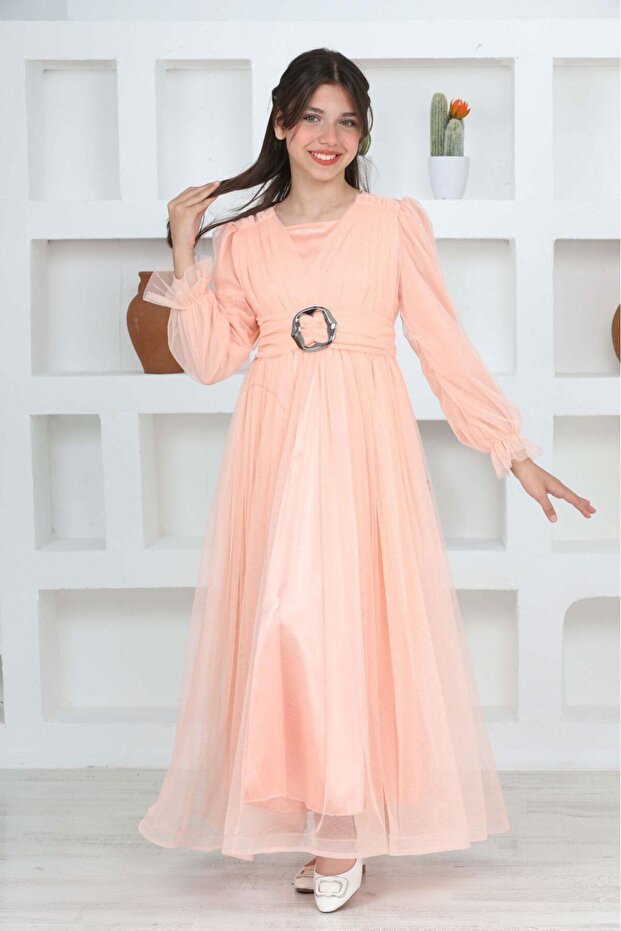 Kız Çocuk Uzun Boydan  Abiye Elbise - 3