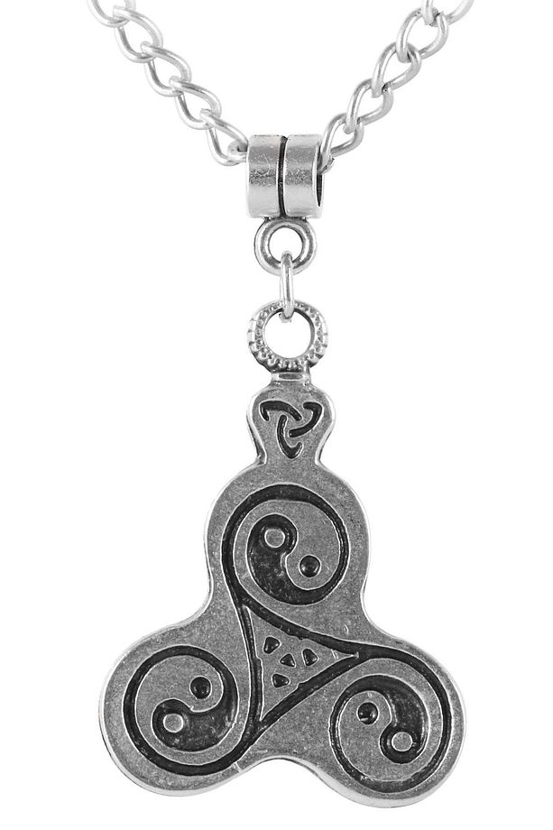 Erkek Antik Gümüş Kaplama Spiral Triskelion Kolye - 6