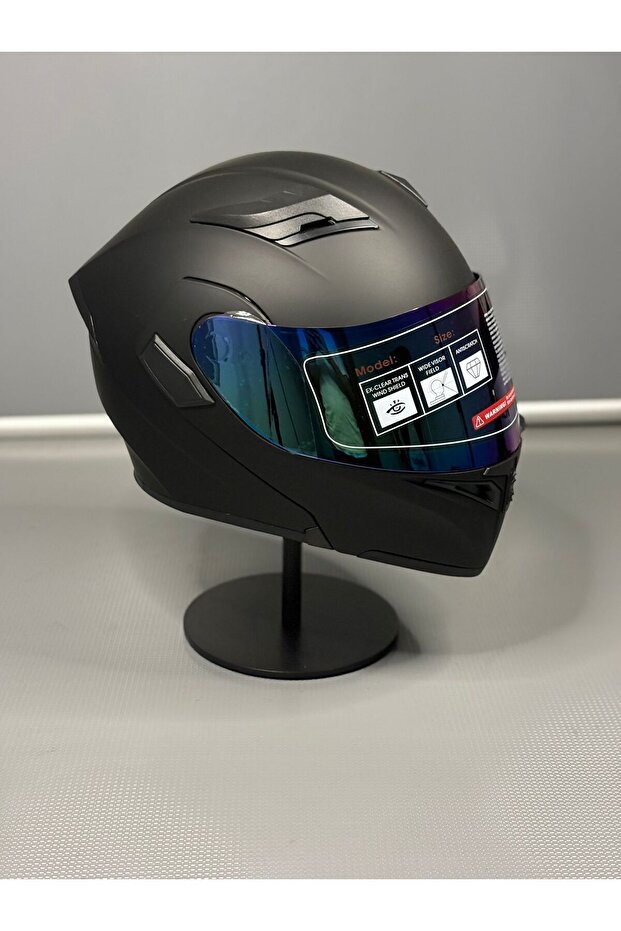 Scharf Jk-902 Güneş Vizörlü Çene Açılır Kask + DeepBlue Vizör - 1