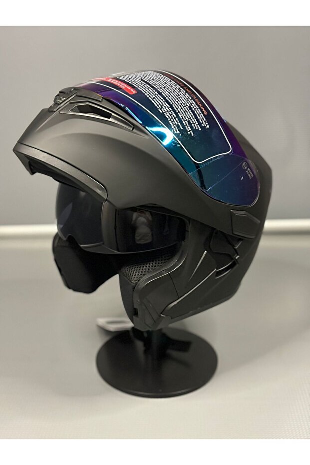 Scharf Jk-902 Güneş Vizörlü Çene Açılır Kask + DeepBlue Vizör - 6