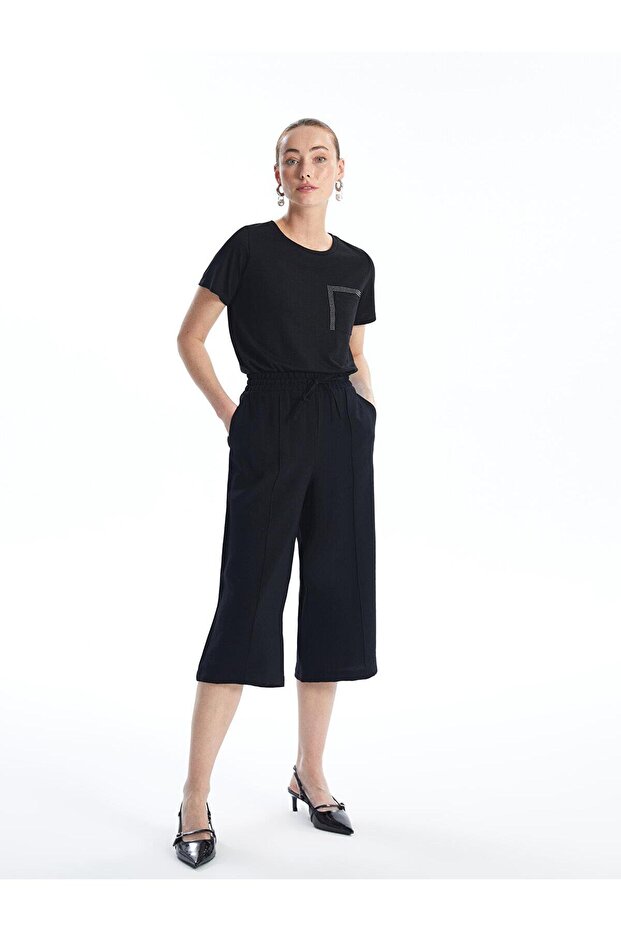 Lcwaikiki Classic Comfortable Fit Women's Capri with Elastic Waist