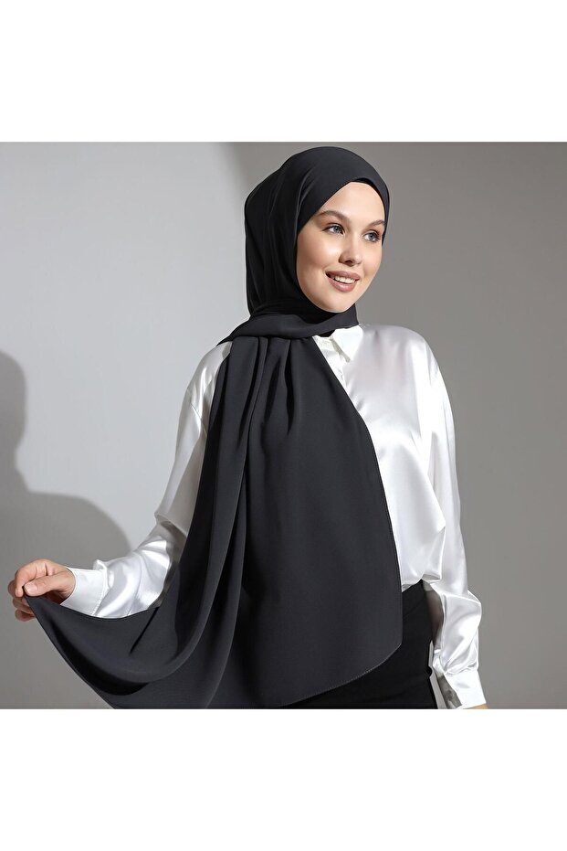 Mısır Ipeği Şal Antrasit Gri - 2