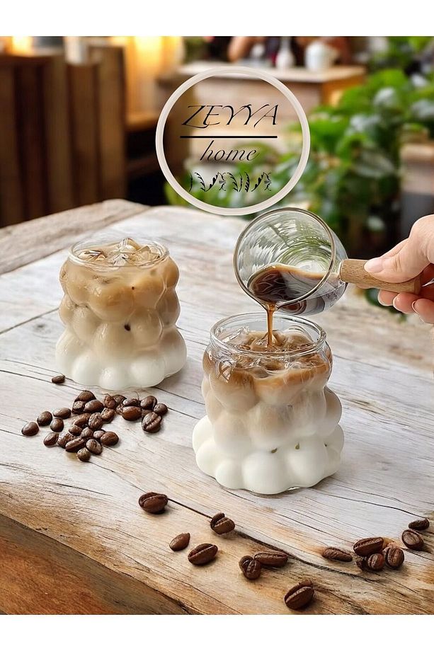 ZEYYAhome 2 li cam üzüm bardak ısıya dayanıklı boncuk bardak 2 adet Pinterest meşrubat bardağı - 1