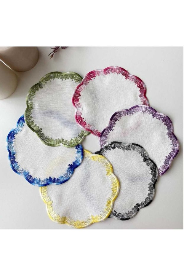 6 Cocktail Coffee Serving Napkins (colored design)