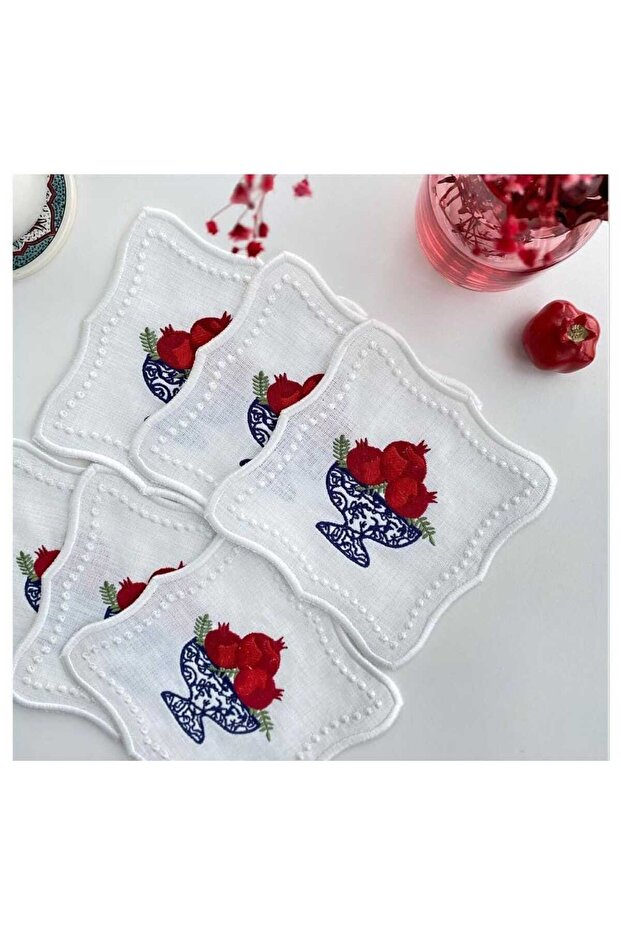 6 Adet Kokteyl Kahve Sunum Peçetesi(nar model) - 1