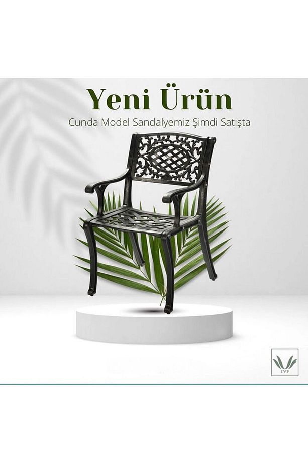 CUNDA model Ferforje Görünümlü PLASTİK KARE masa ve sandalye takım 2 sandalye 1 masa - 2