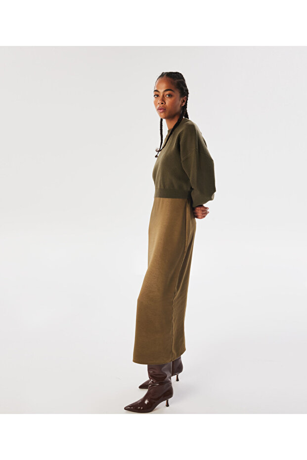 Khaki Woven Dress