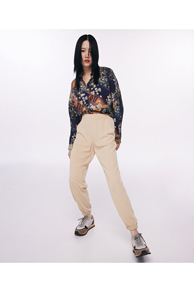 Dokuma Bej Pantolon - 1