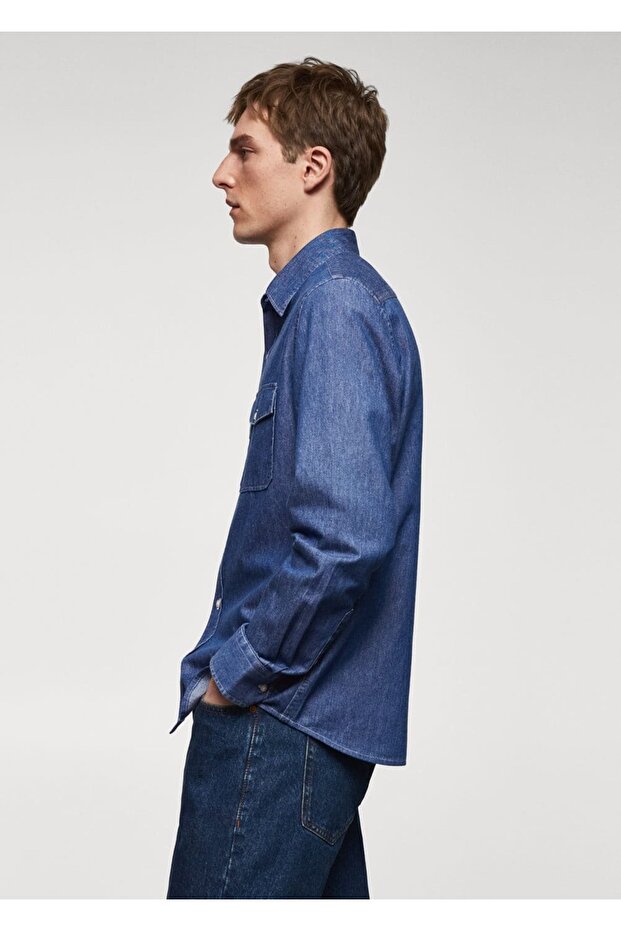 Cepli Denim Gömlek Ceket - 5