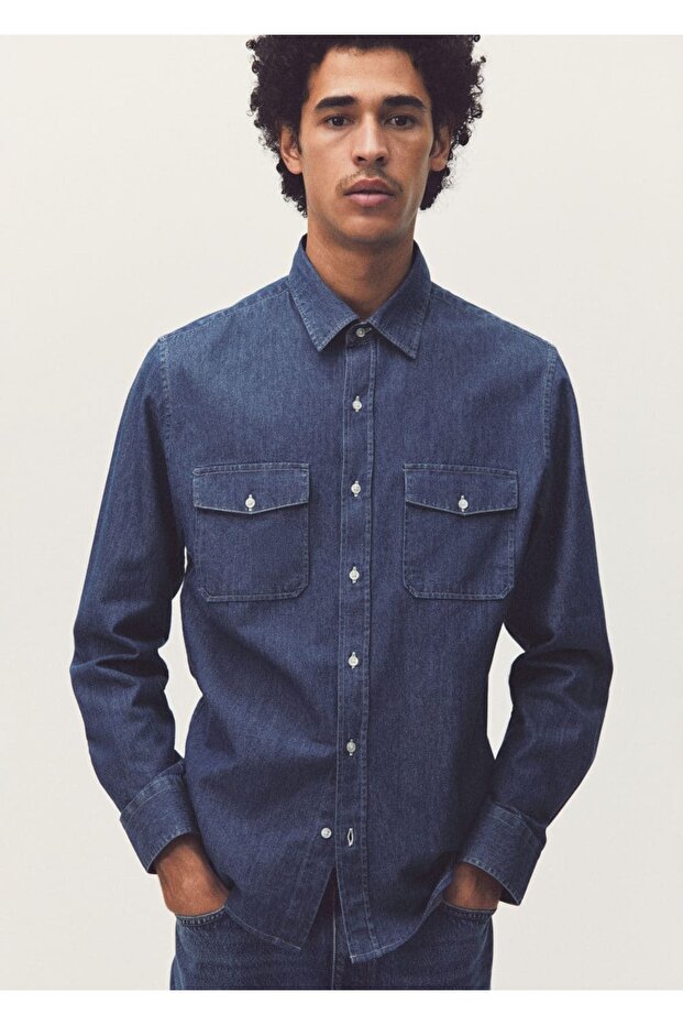 Cepli Denim Gömlek Ceket - 6