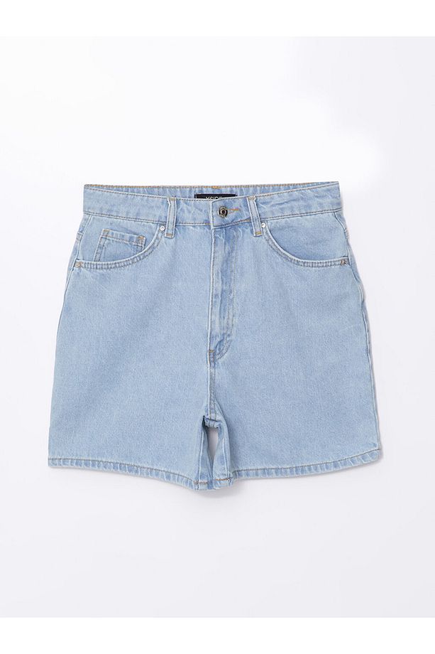 Yüksek Bel Standart Fit Kadın Jean Şort - 5