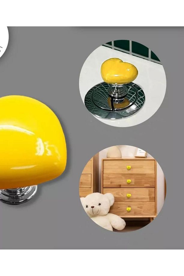 Klozet Basma Buton Düğmesi Kulp, Kalp Klozet Kapağı Kulbu Şifon Tuşu - 5