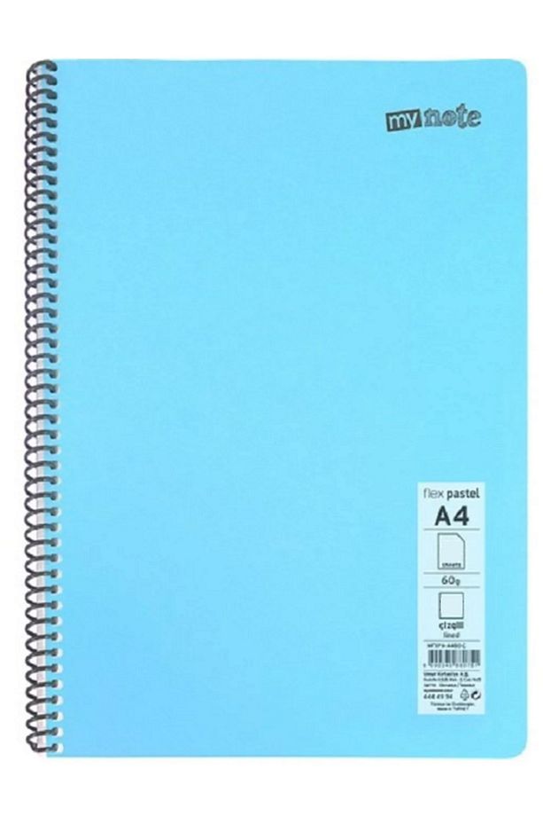 Defter Okul Defteri Spiralli Telli Pp Kapak A4 1 Adet Farklı Renklerde - 120 Sayfa Çizgili ( 1 ADET) - 8