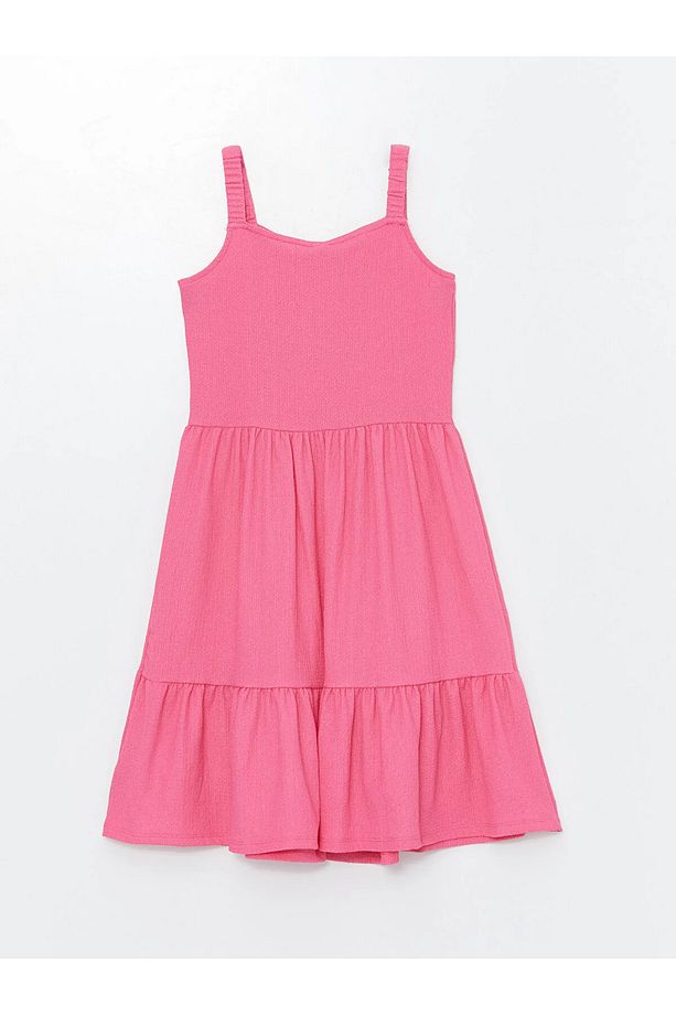 LCW Kids Kare Yaka Kız Çocuk Elbise - 5