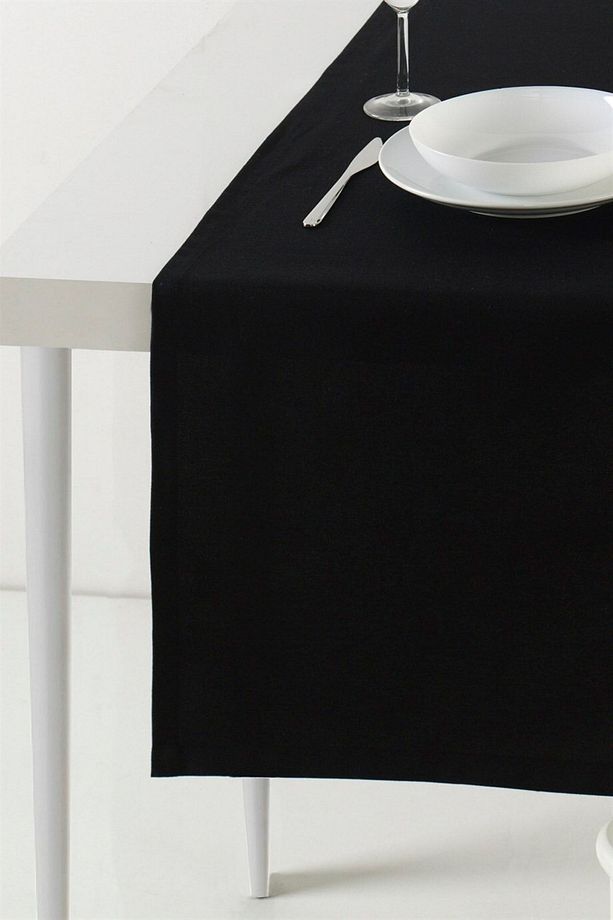 Siyah Runner 50x170 - Düz Renk Şık Sofra Dekoru - Modern Masa Düzeni Için - 2