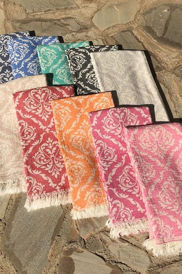 Pembe Barok Desenli Peştamal - 90x170 Cm - %100 Pamuk - Spa & Plaj - 4