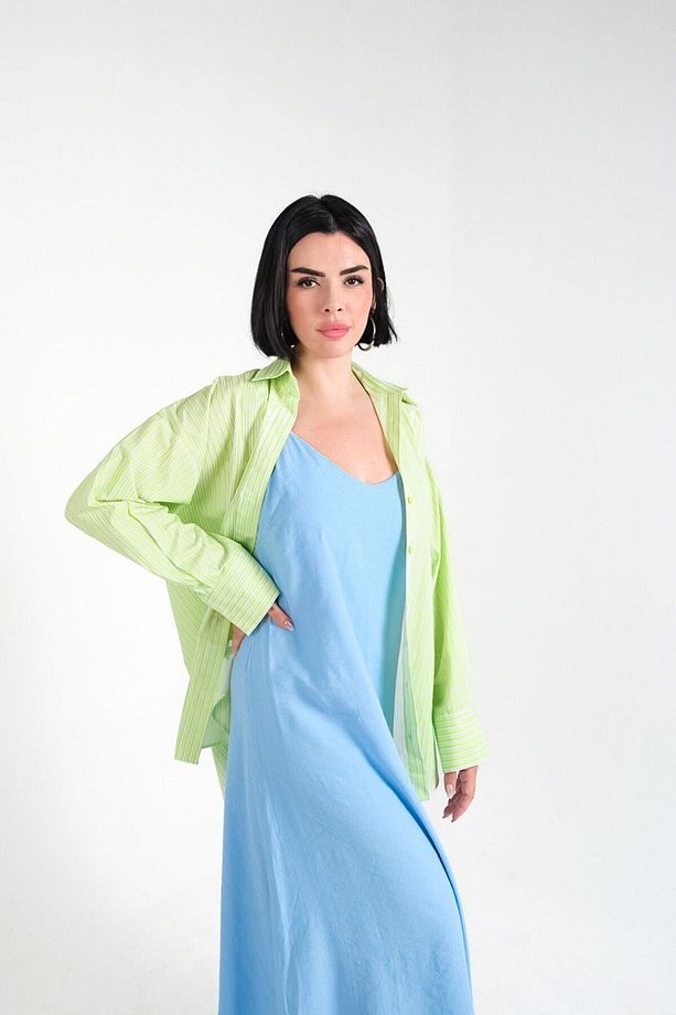 Bebek Mavisi Modal kumaş askılı elbise - 6