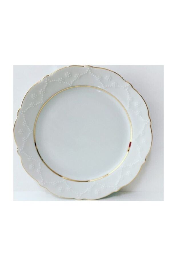 Queen Gold Gilded 25cm Flat Serving Plate Set of 6