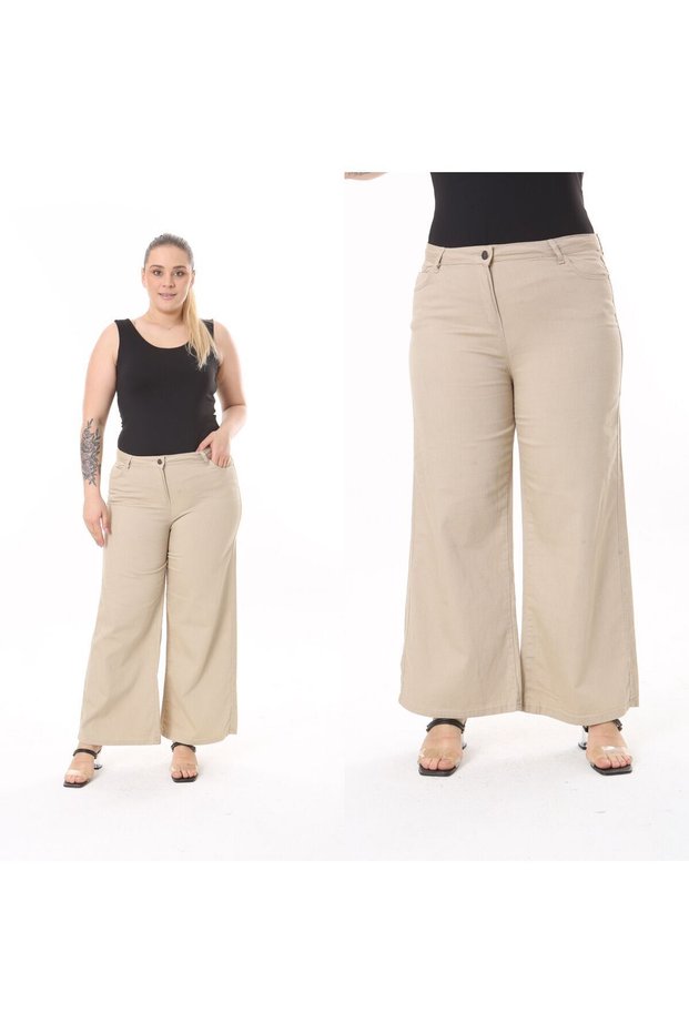 Wide Leg Gabardine Trousers