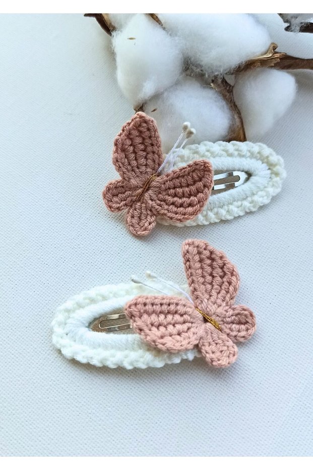 Earth Pink Butterfly Snap Niche Hair Accessory Buckle (1 Pair)