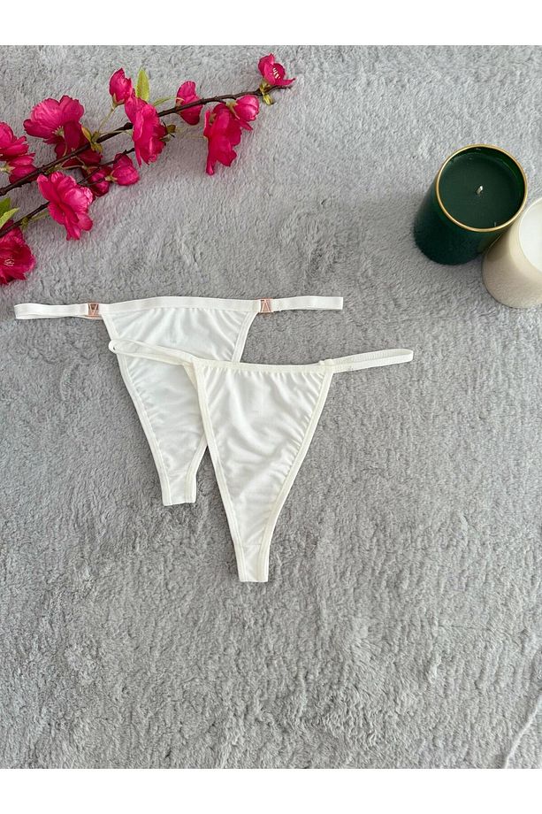 Kadın Aksesurlı Seksi String ve Düz Seksi String Külot - 1