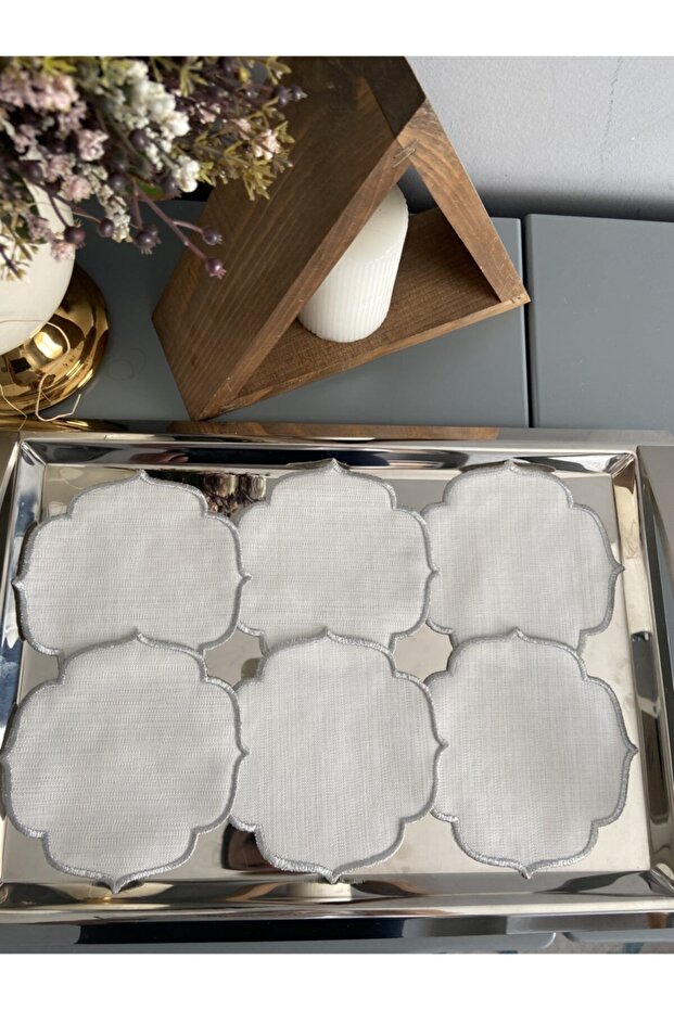 Cocktail Napkin Set of 6 Silvery Silver