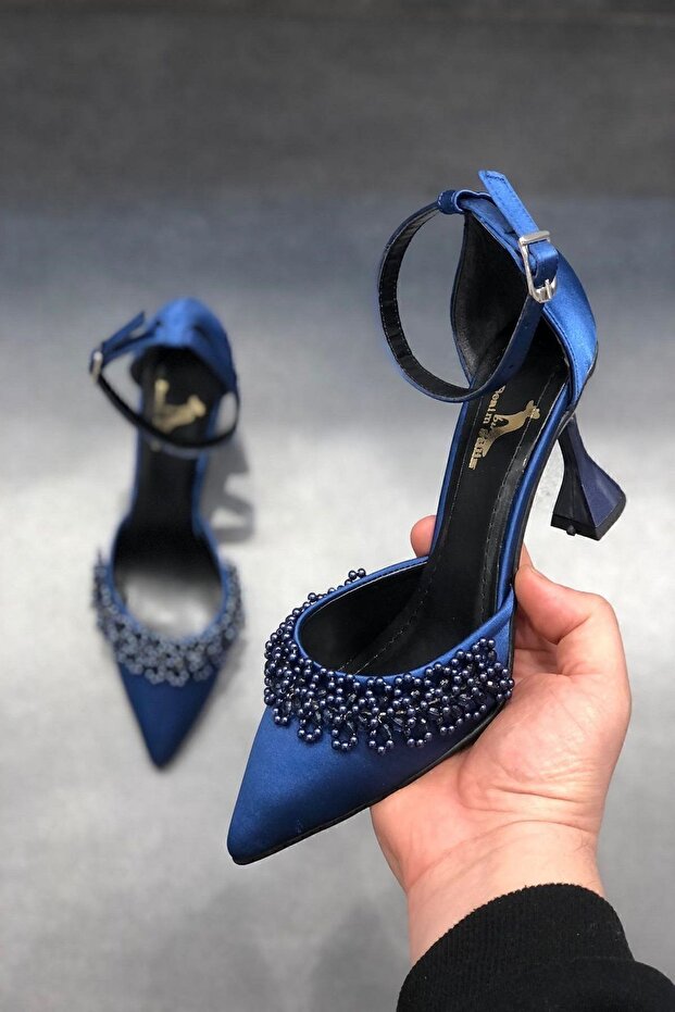 Navy Blue Satin Pearl
