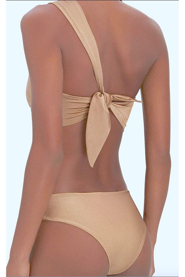 Lumière Parlak Görünümlü Tek Omuz Bikini Takımı Ekru - 2