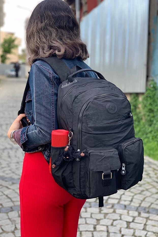 Large Size Rainproof Fabric Multi-Pocket Lightweight Backpack - 1