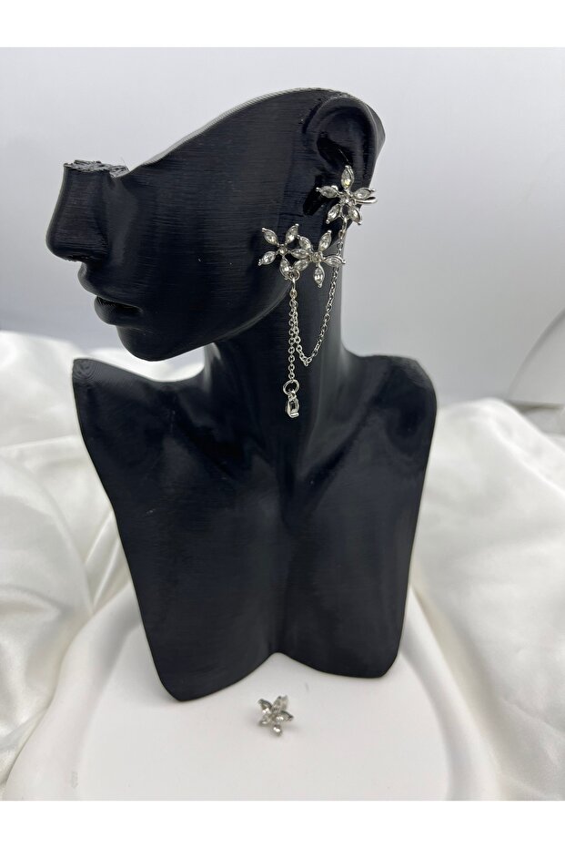 Zircon Stone Flower Dangle Cartilage Steel Earrings