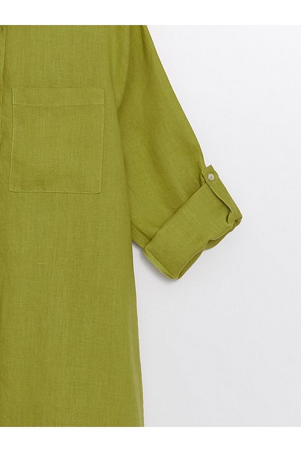 LCW Düz Oversize Keten Kadın Gömlek Tunik - 6
