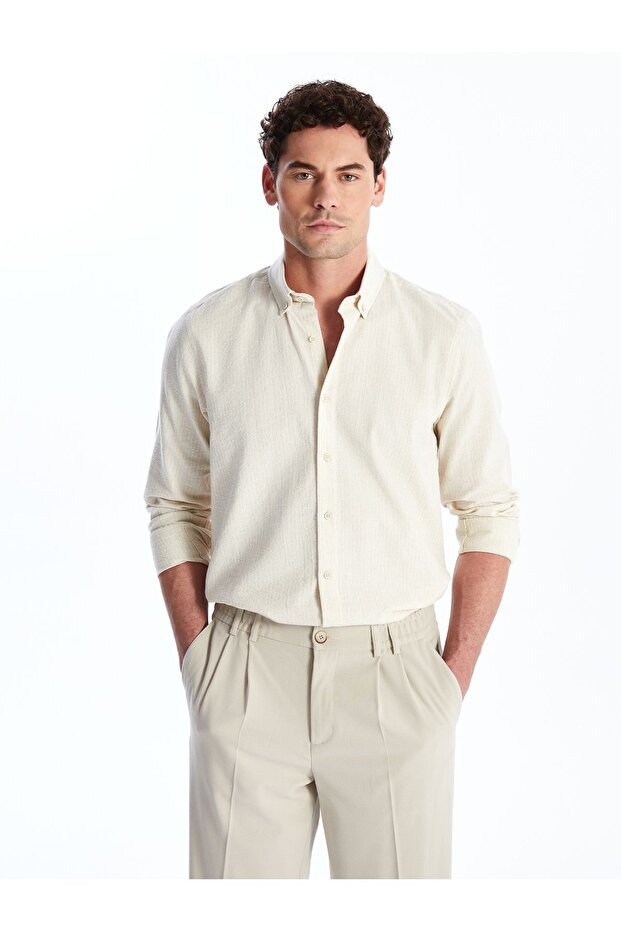 Regular Fit Long Sleeve Striped Men's Shirt