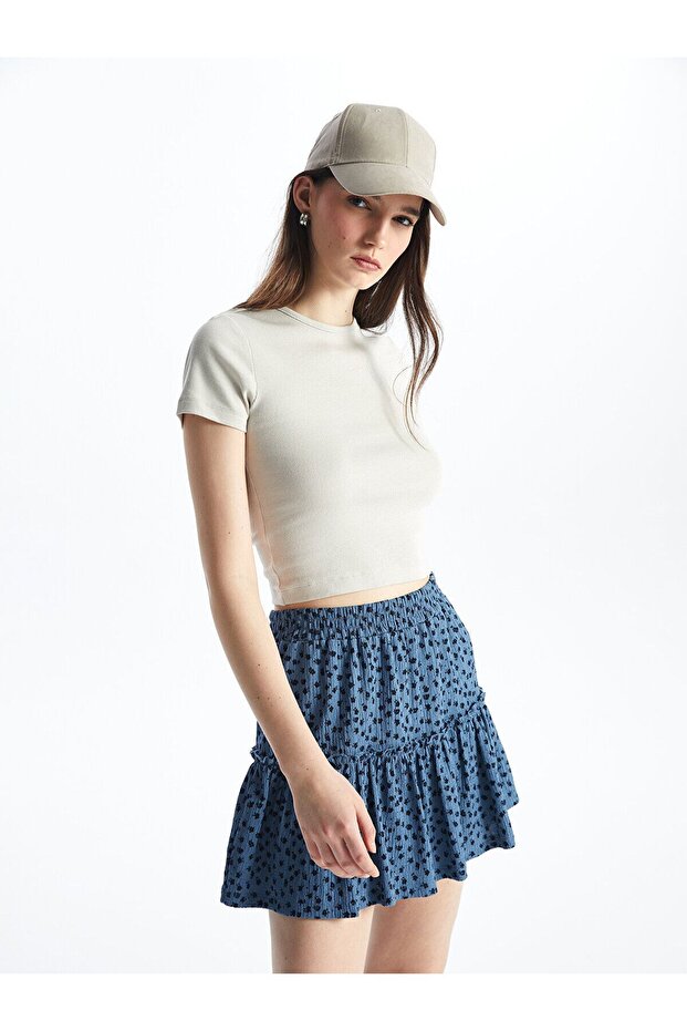 Crew Neck Plain Short Sleeve Women's Crop