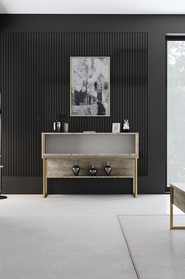LUXE DRESUAR DEMİR AYAKLI MERMER GOLD - 5