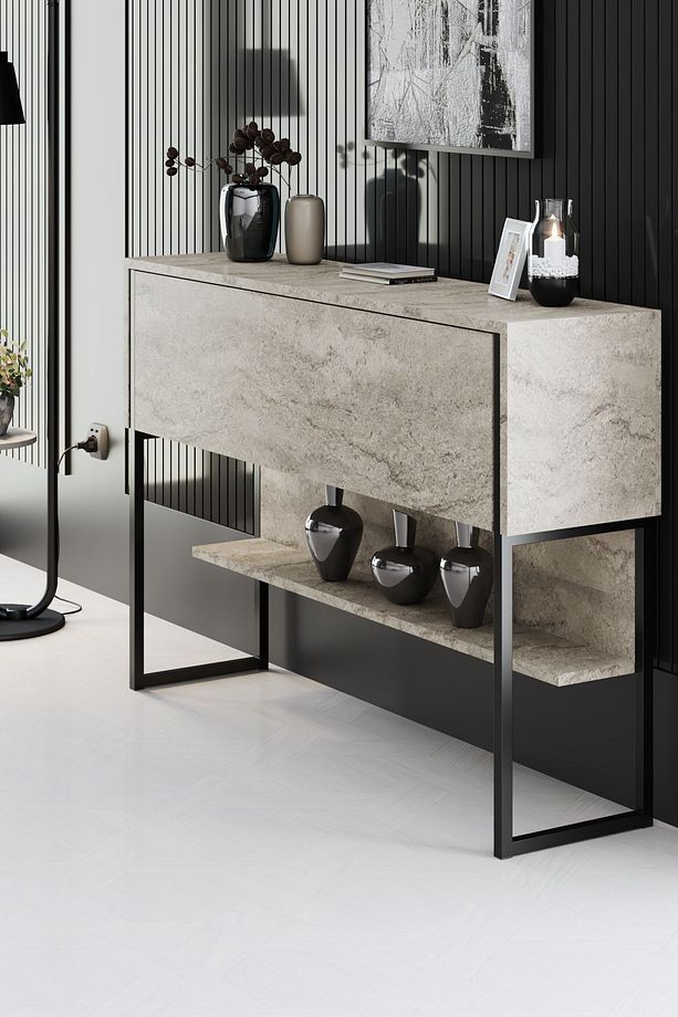 LUXE DRESUAR DEMİR AYAKLI MERMER SİYAH - 4